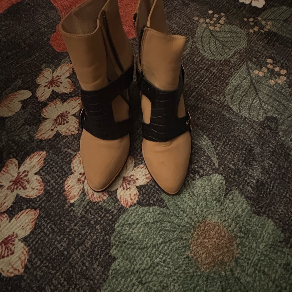 Sol Sana Tan and Black Ankle Booties